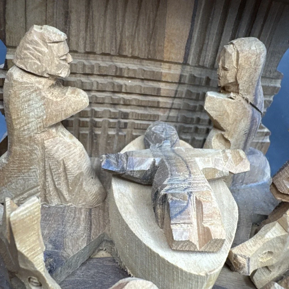 Wooden Nativity Figurine Statue Hand Carved Olive Wood Christmas‎ Decoration
